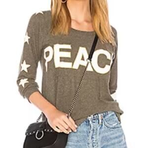 REVOLVE Chaser Olive Peace Star Tee Long Sleeve Small